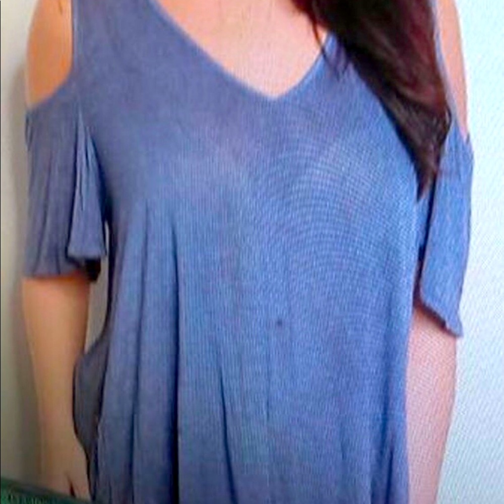 - Plus Size Blue Comfy Blouse Peekaboo Top Sizes 1X-3X NWT